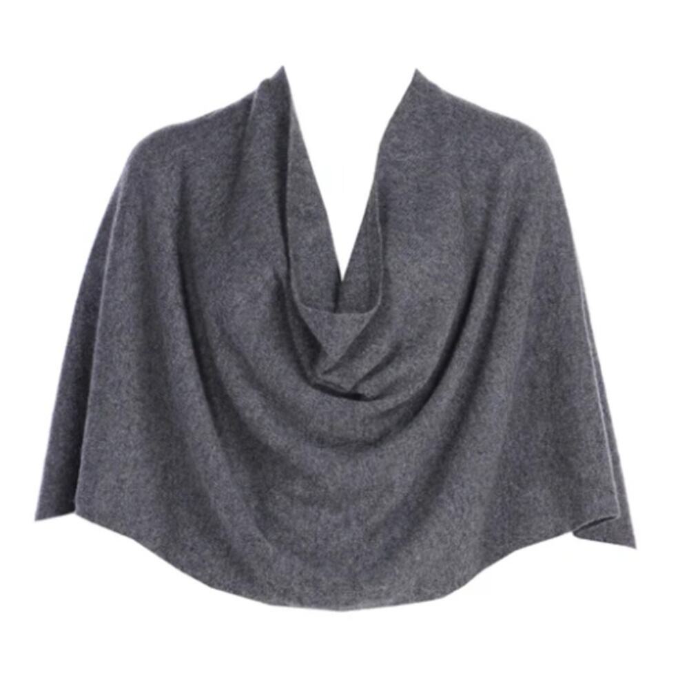 New Tina Stephens 100% Cashmere‎ Ruana Poncho Cape, Heather Charcoal OS